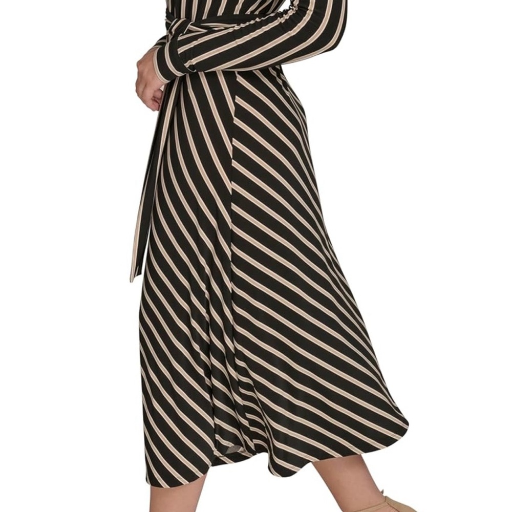 Tommy Hilfiger Black and Cream Striped Long Sleeve Dress - Picture 3 of 7